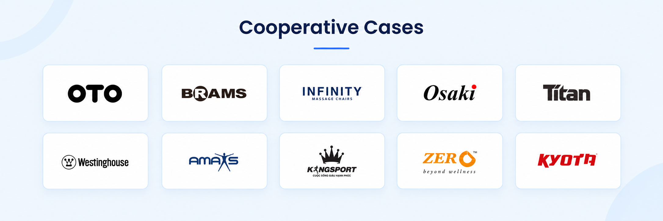 Cooperative Cases: OTO, BRAMS, INFINITY, Osaki, Titan, Westinghouse, AMAXS, KINGSPORT, ZERO and KYOTA