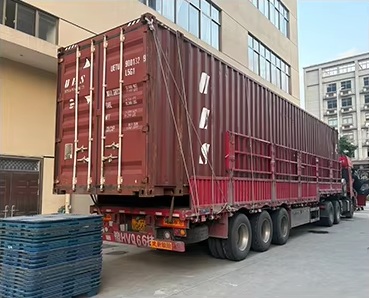 Shipping container outside the factory